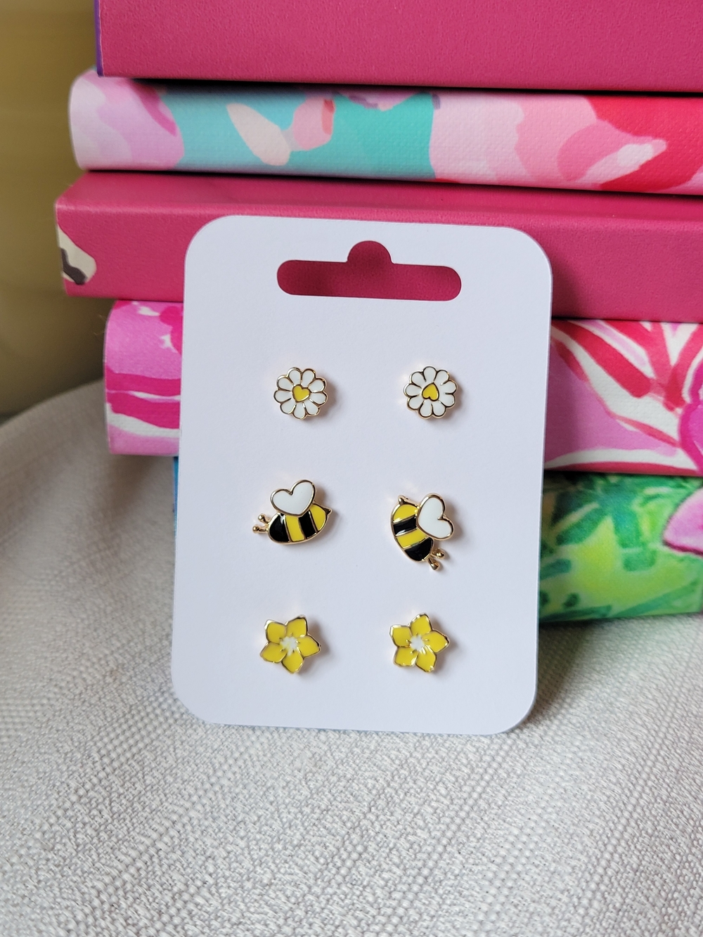 5/$25 Earring Set with Yellow Bees and Flowers